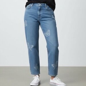 Hollister Ultra High Rise Dad Jeans Denim‎ Straight Leg 34x30 Y2K Whimsical 90s